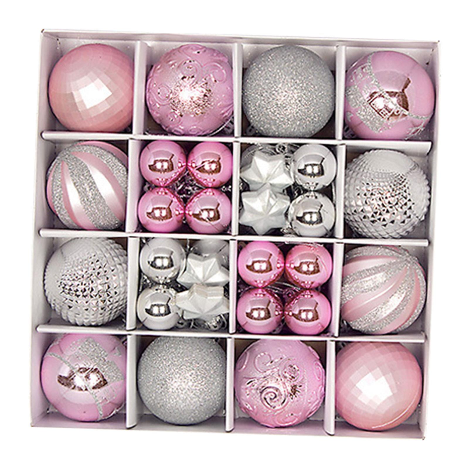 Magideal - Juego De 44 Uds De Adornos De Bolas De Navidad, Decoraciones Colgantes Para Árbol De Navidad, Gotas Colgantes Ligeras Para Decoración De Navidad, Sumi Plata Rosa