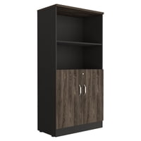 Fmfurniture - Librero 2 Puertas Fm-003N Negro Y Café Oscuro