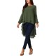 thumbnail image 2 of INSPIRE CHIC Blusas asimétricas de gasa casuales elegantes para mujer con mangas largas de linterna y cuello redondo M Verde militar, 2 of 5