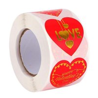 Magideal - Rollo De Pegatinas De Corazón De 500 Uds., Pegatinas De Amor, Pegatinas De Papel Con Sello Para Regalo, Sobres Para El Día De San Valentín Para Niños,