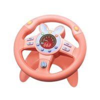 Magideal - Juguetes De Volante, Kilómetro Digital De Educación Temprana Para Niños Y Niñas Aceleración De Vibración Simulada Controlador De Conducción De Juguete , Ronda Rosa