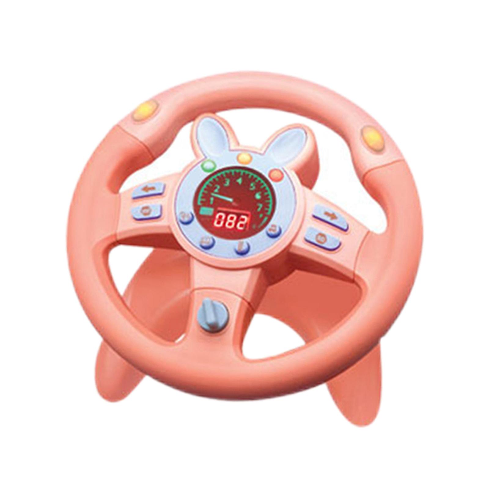 Magideal - Juguetes De Volante, Kilómetro Digital De Educación Temprana Para Niños Y Niñas Aceleración De Vibración Simulada Controlador De Conducción De Juguete , Ronda Rosa