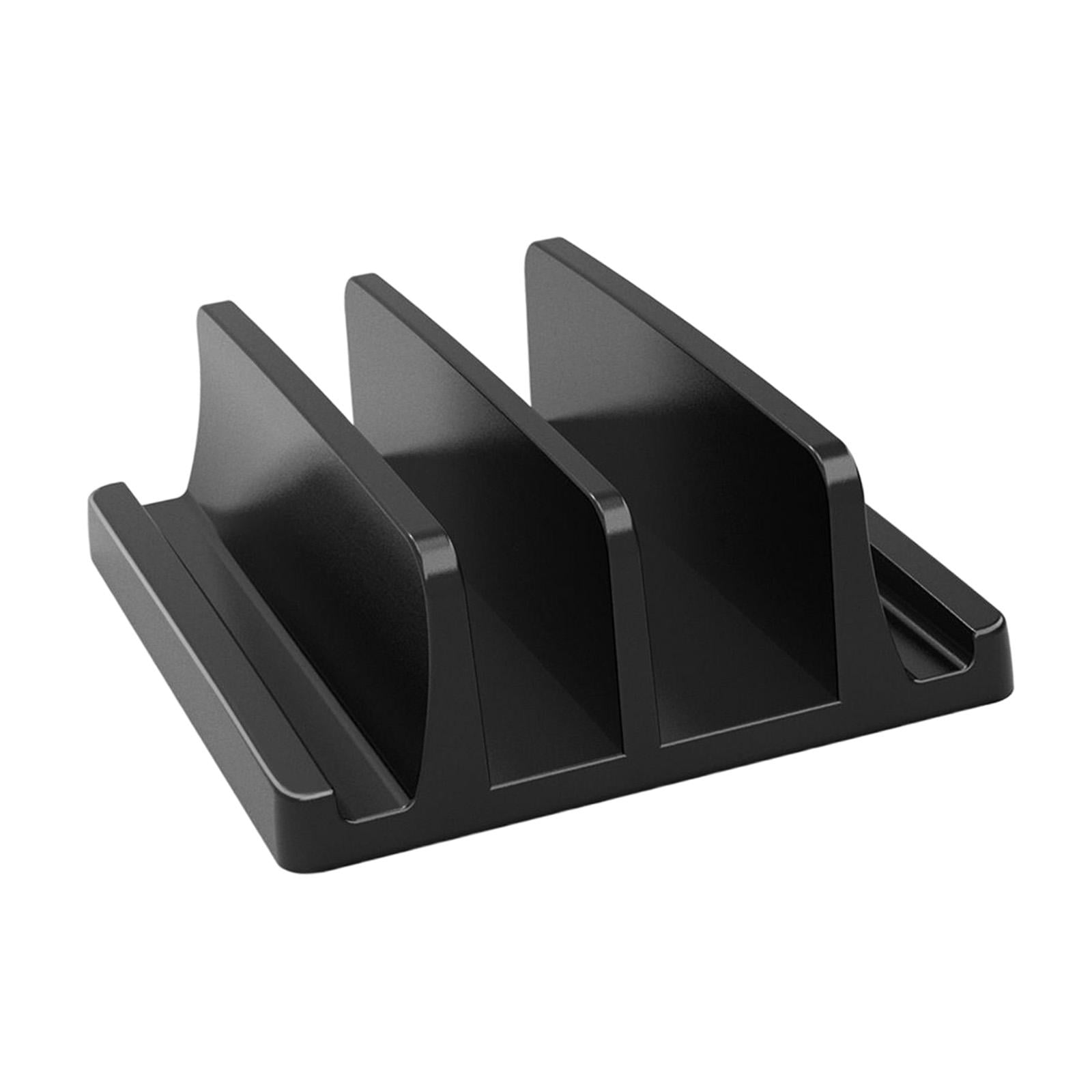 Magideal - Soporte Vertical Para Computadora Portátil Accs Diseño De Ranuras Duales De Uso Múltiple Decorativo Durable Compacto Universal Soporte Para Teléfono Negro