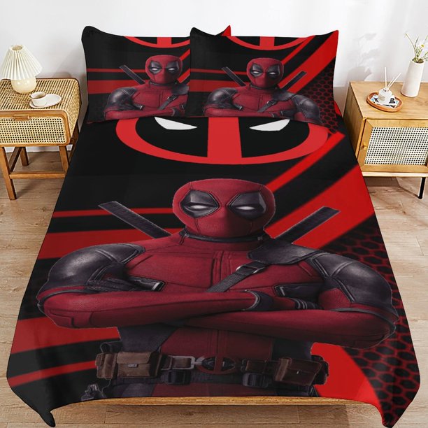 Deadpool Bedding Sets Ultra Soft Skin-Friendly Duvet Cover 3 Piece, Cute Comforter Cover Bed Set for Boys Girls Kids