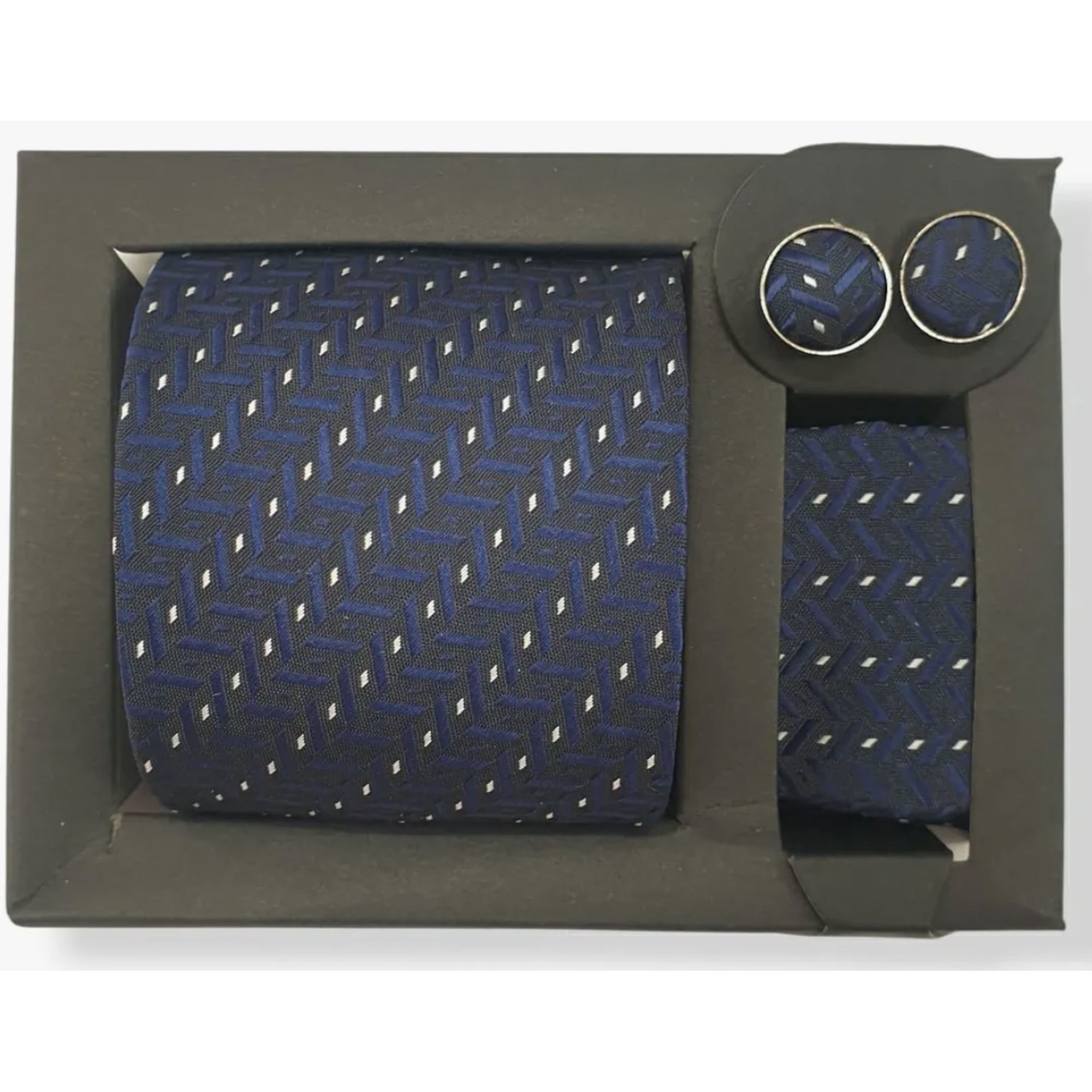 Riqui - Set Corbata, Pañuelo Y Colleras Azul