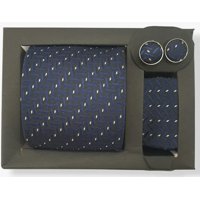 Riqui - Set Corbata, Pañuelo Y Colleras Azul