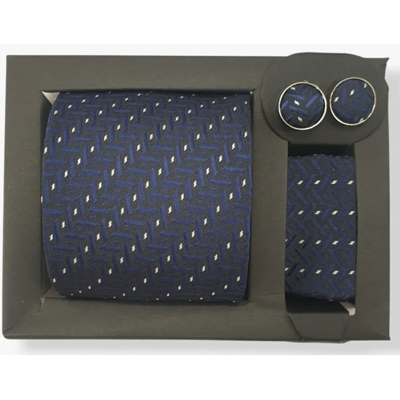 Set Corbata, Pañuelo Y Colleras azul