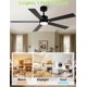 thumbnail image 5 of Ventilador de techo Vaczon 132 cm negro con luz LED y control remoto, 5 of 9
