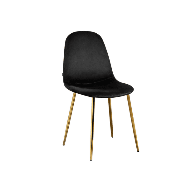 Silla Trendytop Para Comedor Asiento Felpa Estructura Dorada - Negro