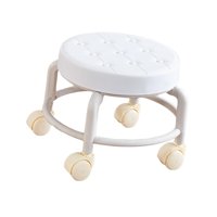 Bothyi - Asiento De Rodillo Bajo Pu Cuero Acolchado Pequeño Taburete Con Ruedas De Baja Altura