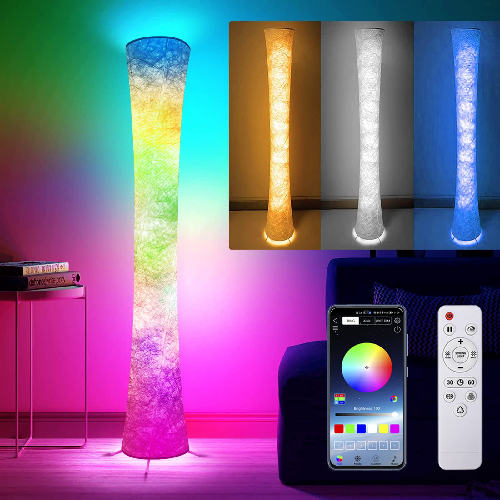 Lámpara De Pie World Win De 155 Cm, Led Rgb Inteligente Con Sincronización Musical