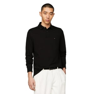 Polo Tommy Hilfiger De Manga Larga, Corte Regular, Negro Para Hombre