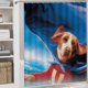 thumbnail image 5 of Underdog-theme 4-Piece Shower Curtain Set with Rugs, Waterproof Bathroom Decor Set Includes Bath Mat, U-Shaped Rug, Toilet Lid Cover and Curtain with Hooks, 5 of 6