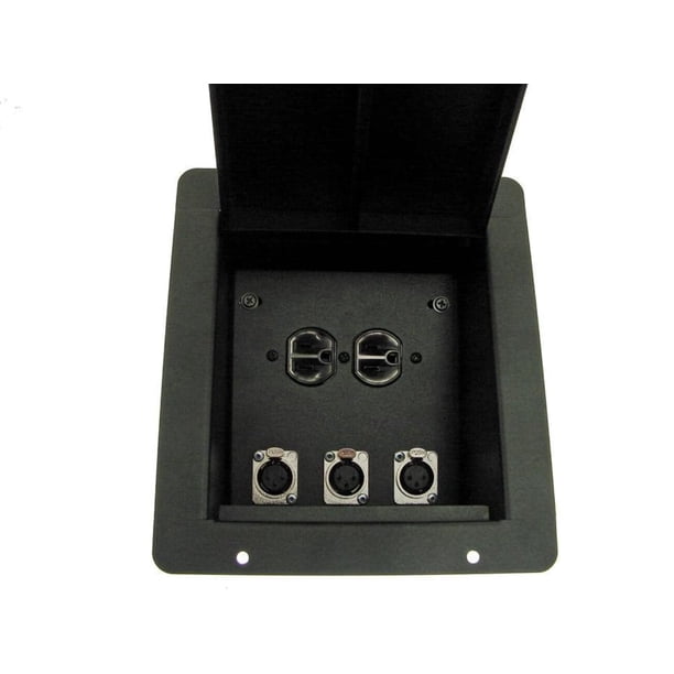 ProCraft Pro Audio Caja de Piso Empotrada para Micrófono de Escenario con 1 Toma de Corriente y 3 Conectores XLR Hembra FPML-1DUP3XF