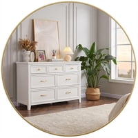 Espejo Redondo Idealhouse De 45 Cm Con Marco De Metal Dorado Hd Reflection