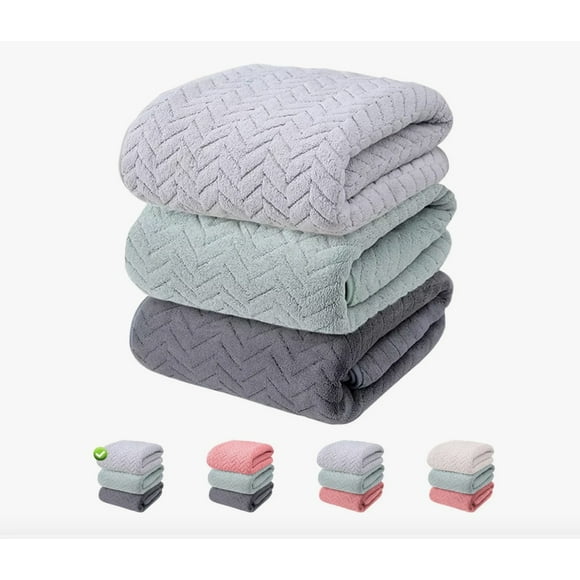 Set 3 Toalla De Baño Lana Gris claro/Verde/Gris oscuro