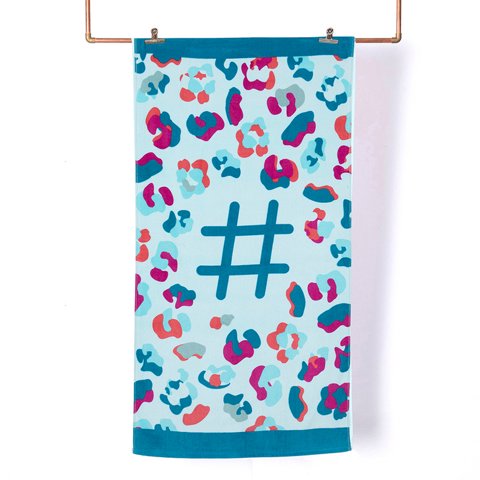 Mashini - Toalla De Playa Juego 70X150 Gato Celeste