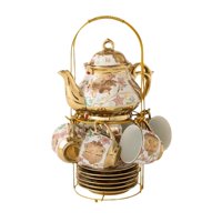 Magideal - Juego De Té De , Tazas Y Platillos De Cerámica, Juego De Taza Y Platillo De Té, Taza De Café De Cerámica Para Fiesta De Té, Cafetería, Bar,