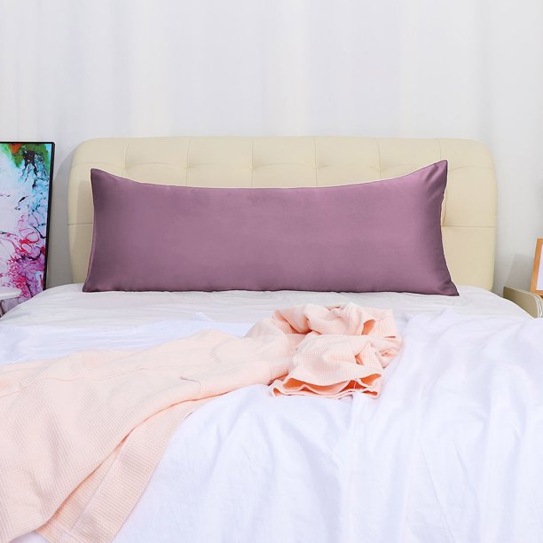 Funda de Almohada Corporal de Satén REGALWOVEN Funda de Almohada Larga Sedosa para Cabello y Piel, King Mauve