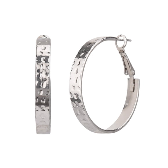 Aros Time and Tru tono plateado martillado