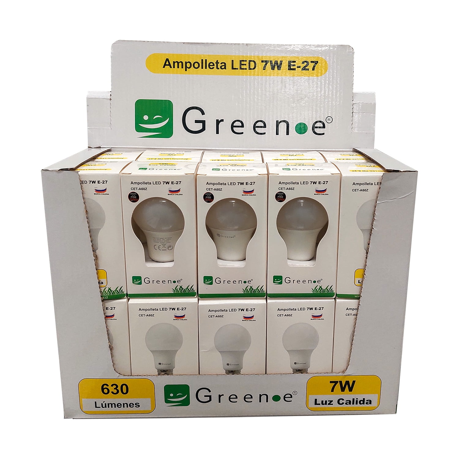 Green E - Ampolleta Led 7w / E27 Luz Cálida / X20 Unidades