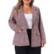 thumbnail image 1 of Agnes Orinda Blazers de Talla Grande para Mujeres Cuadros Solapa con Muesca Manga Larga Blazer Casual de Negocios 1X Burdeos, 1 of 8