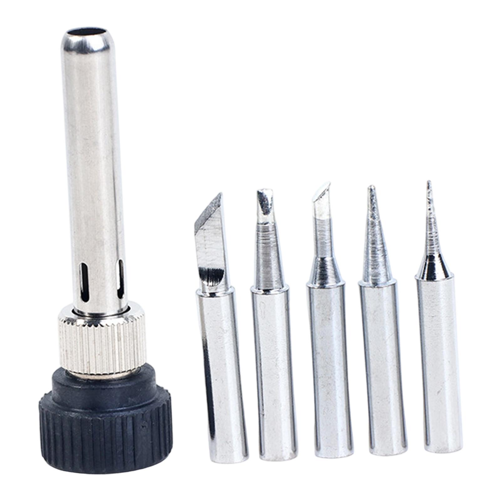 Magideal - 6 Piezas Puntas De Soldador Kit Para Cautín Con Manga De Retención Juego Profesional De Base Cobre Para Estaciones 936 Adecuado Para Reparación De El