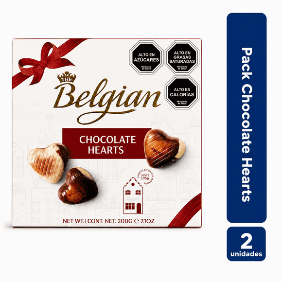 Pack 2 Chocolate New Belgian Hearts 200g