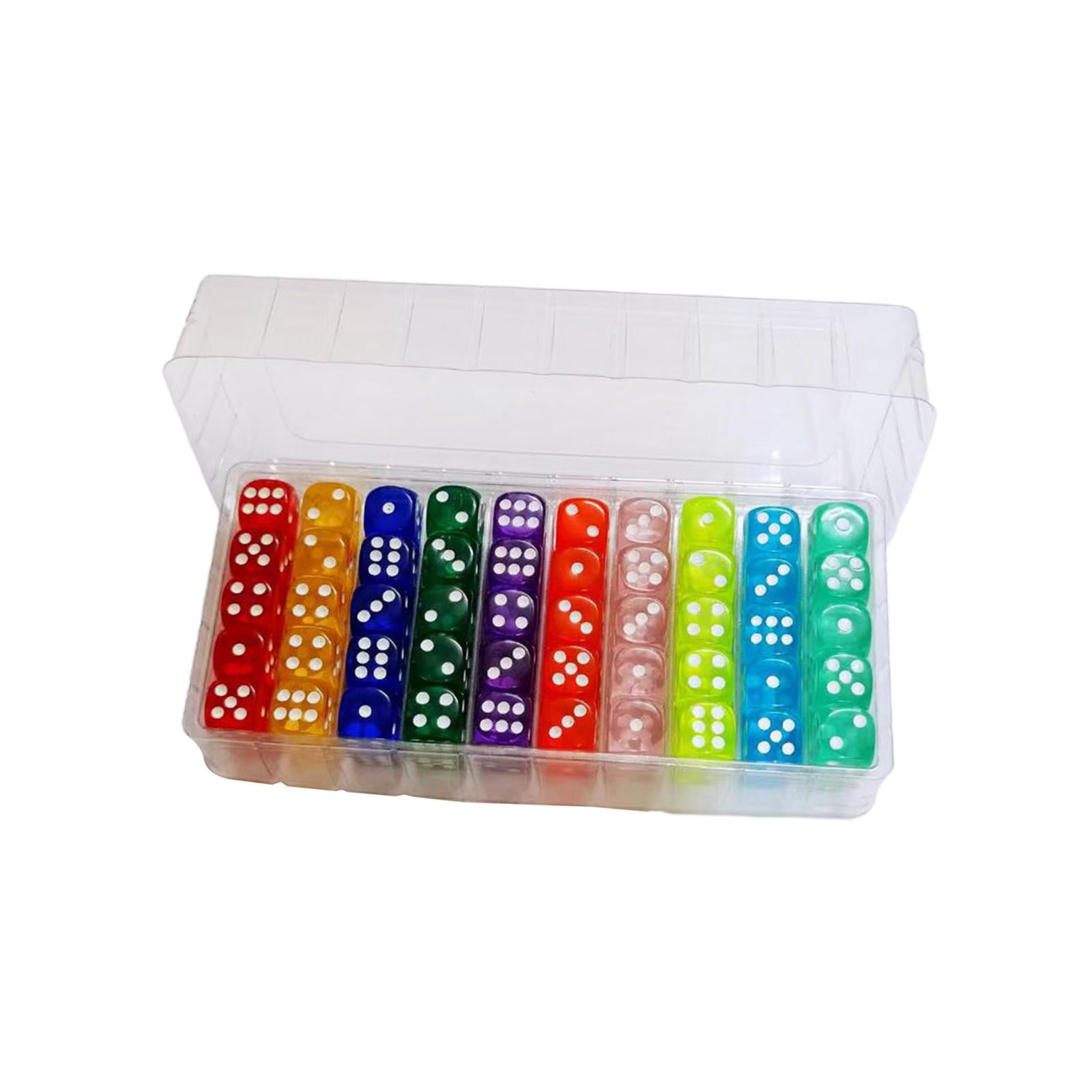 Magideal - 100 Piezas De Dados De 6 Lados Colores Translúcidos Bordes Redondeados Dados Acrílicos 14 Mm Para Jugar Juegos Enseñando Favores De Fiesta De Matemáti