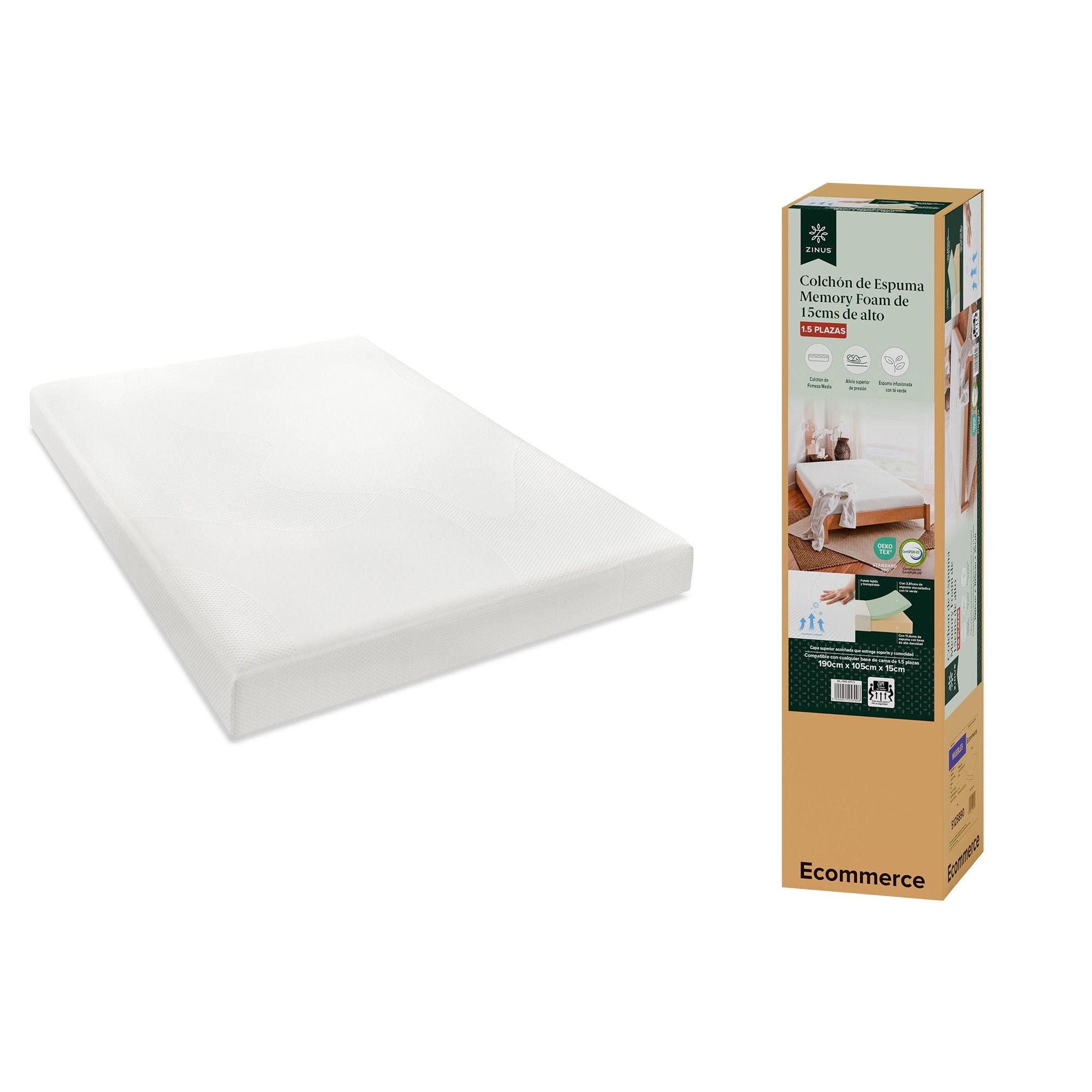 Colchón 1.5 Plazas Zinus Espuma