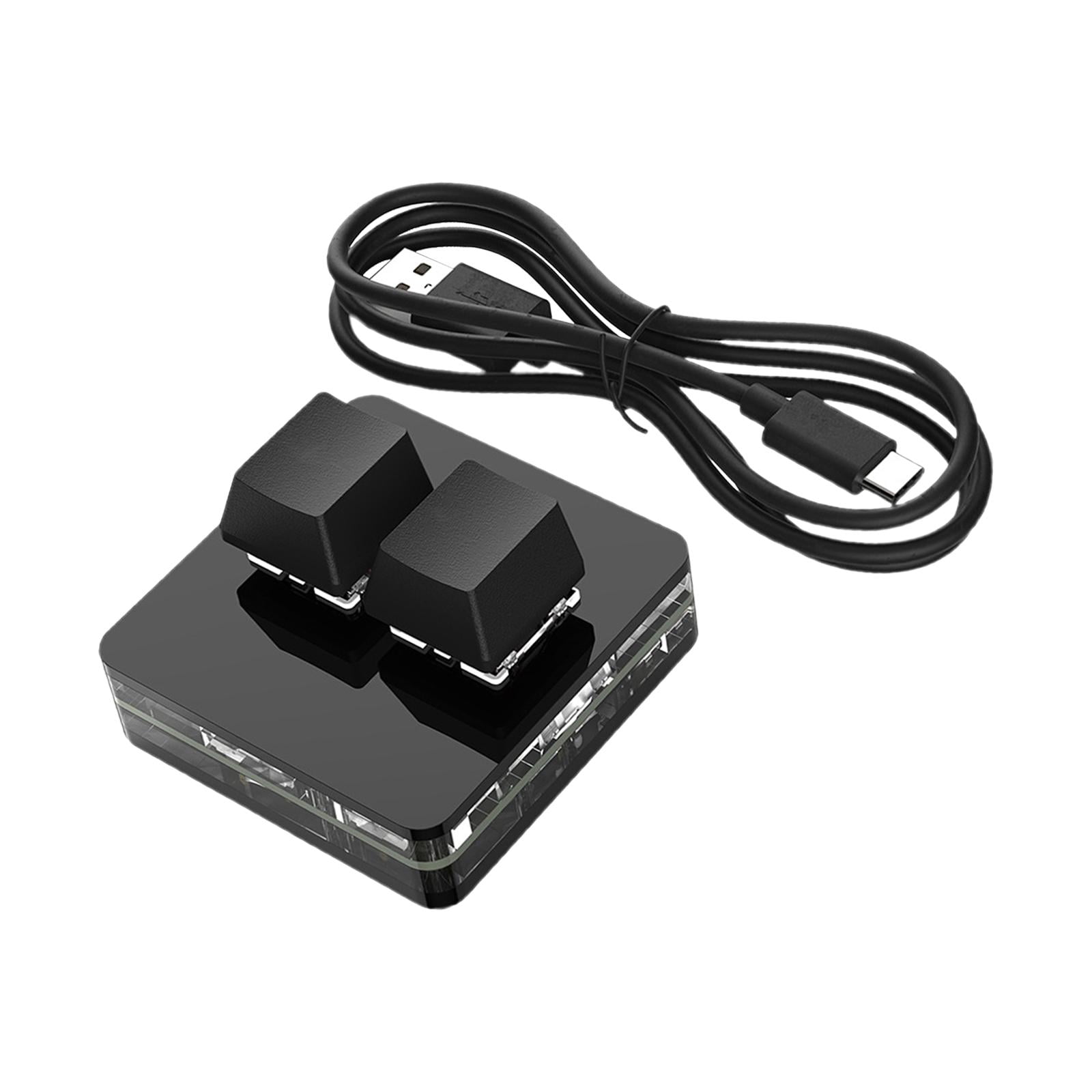 Magideal - Copiar Y Pegar Teclado De 2 Teclas Mini Teclado Usb 2 Teclas Teclados Para Juegos De Pc Con Cable Usb Mecánico Para Trabajo De Contabilidad De Audio Negro