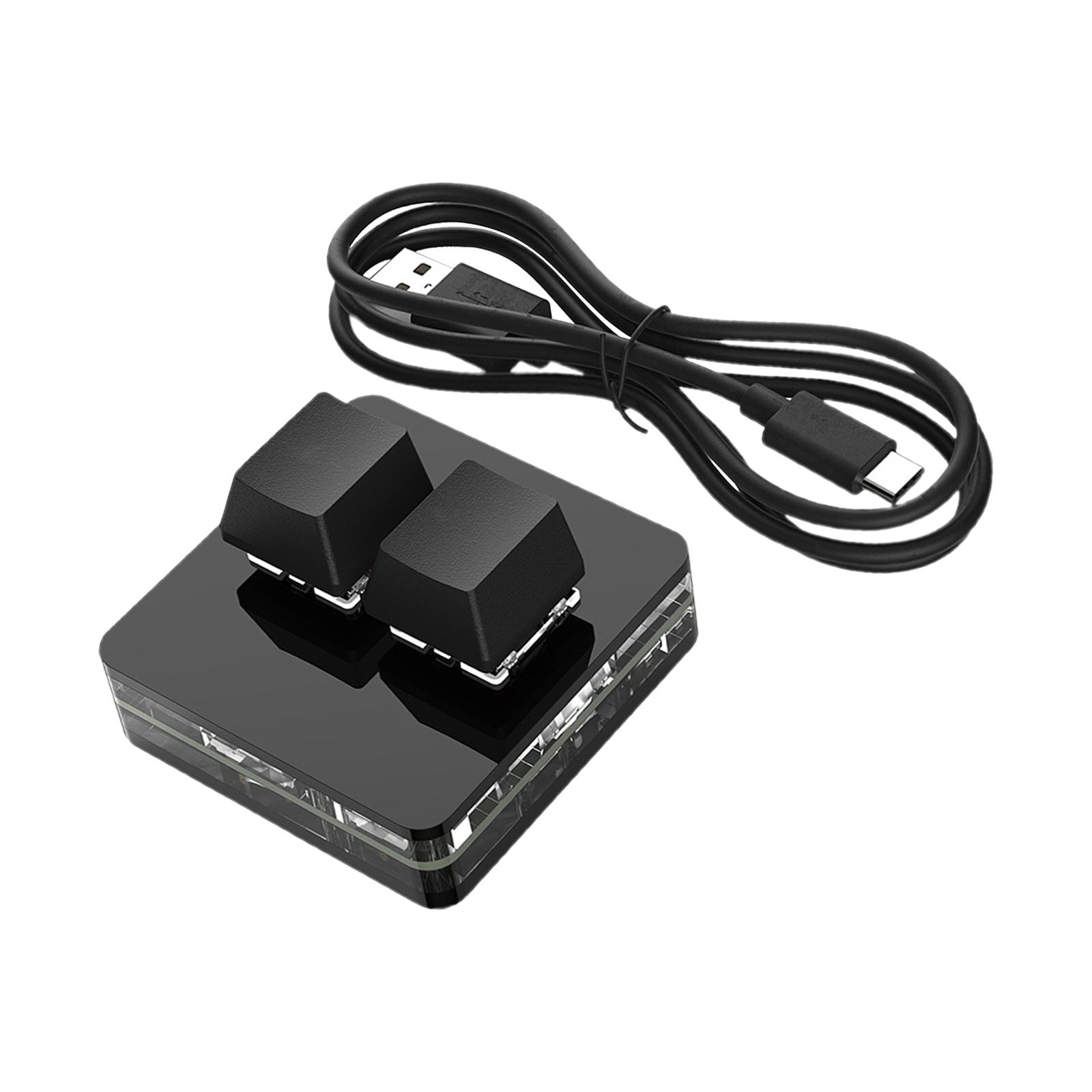 Magideal - Copiar Y Pegar Teclado De 2 Teclas Mini Teclado Usb 2 Teclas Teclados Para Juegos De Pc Con Cable Usb Mecánico Para Trabajo De Contabilidad De Audio Negro