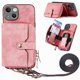 thumbnail image 1 of Funda Tipo Cartera con Correa Cruzada para iPhone 15 Plus Protección Contra Golpes Rosa, 1 of 6