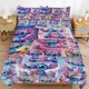 thumbnail image 2 of 3 Pieces Stitch Bedding Comforter Set Full with 2 Pillowcases for Kids Teens Girls Women Microfiber Easy Wash Light Breathable Cozy White Base Bed Sheets, 2 of 5