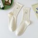thumbnail image 1 of Xiao Hua Calcetines de Mujer con Pliegues y Cuello Redondo, Calcetines de Algodón Ligeros con Patrones de Punto, Calcetines Decorativos con Volantes, Calcetines Casuales Transpirables Adecuados para, 1 of 2