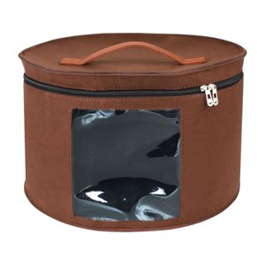 Magideal - Caja Para Sombreros, Caja De Almacenamiento Con Tapa A Prueba De Polvo, Contenedor Para Sombreros De Viaje, Caja Organizadora Redonda De Fieltro Para , Marrón 43X26Cm