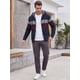 thumbnail image 2 of INSPIRE CHIC Chaqueta de Suéter de Punto de Invierno con Capucha y Cremallera a Rayas para Hombre XL Negro, 2 of 5