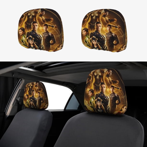 Eternals Funda Protectora Universal para Reposacabezas de Coche, Funda Elástica para Reposacabezas de Asiento de Auto, Funda de Tela Antipolvo, Accesorios de Interior 2 Piezas