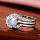 thumbnail image 3 of 2pc 925 Silver Plated Zircon Crystal Ring Set - Perfect Anniversary, Bridal, Engagement, and Wedding Jewelry, 3 of 4