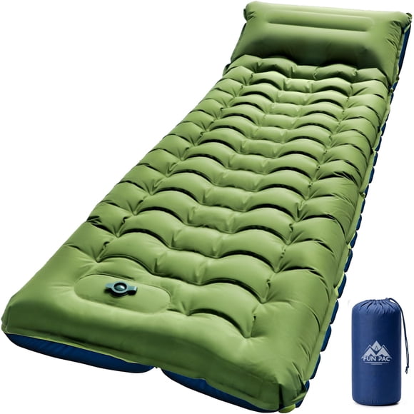 Colchoneta inflable para camping FUN PAC ultraligera con almohada y bomba