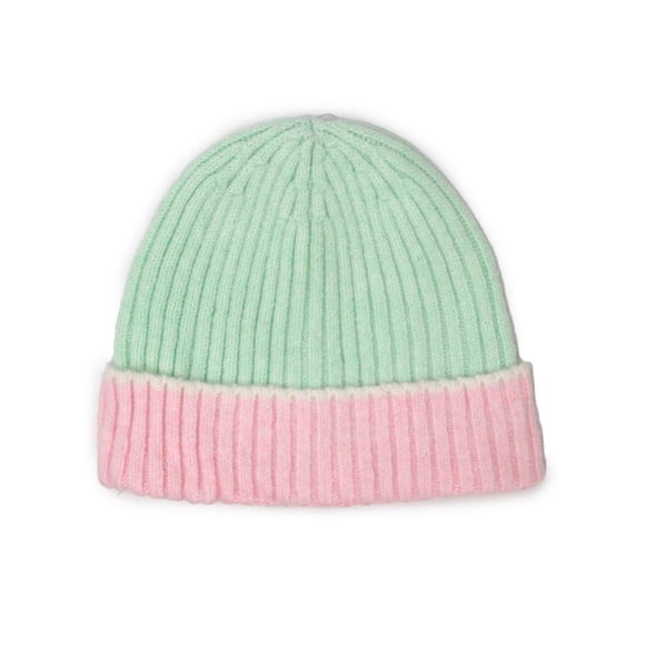 Gorro De Lana Bicolor Unisex Invierno Colores Casual Verde Talla Única