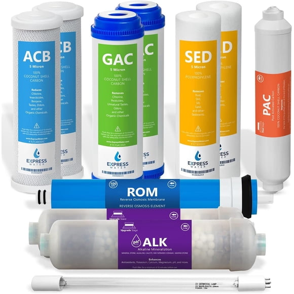 Set de filtros de agua Express Water de 1 año con 11 filtros de 100 GPD