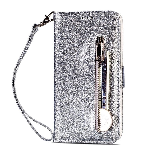 Funda Para Elegante Funda Iphone Se3/se2 Glitter Con Cremallera-ideal Para El Uso Diario