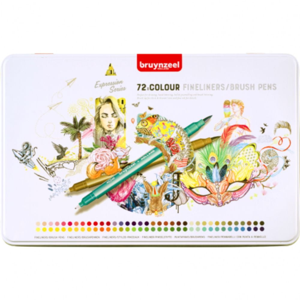 Marcadores Punta Fina/pincel Bruynzeel 72 Colores