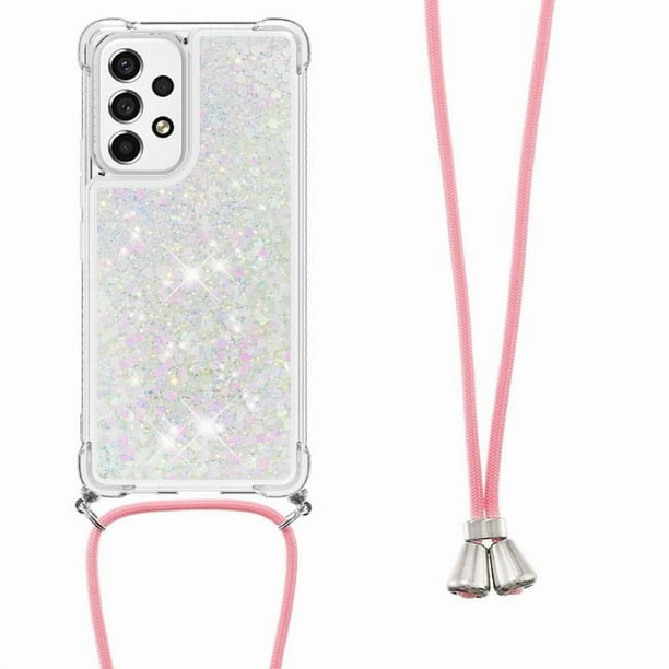 Funda FOXDOCK para Samsung Galaxy A53 5G con Cuerda Ajustable, Brillo Líquido, Protección Antigolpes y Lente – Ideal para Regalo