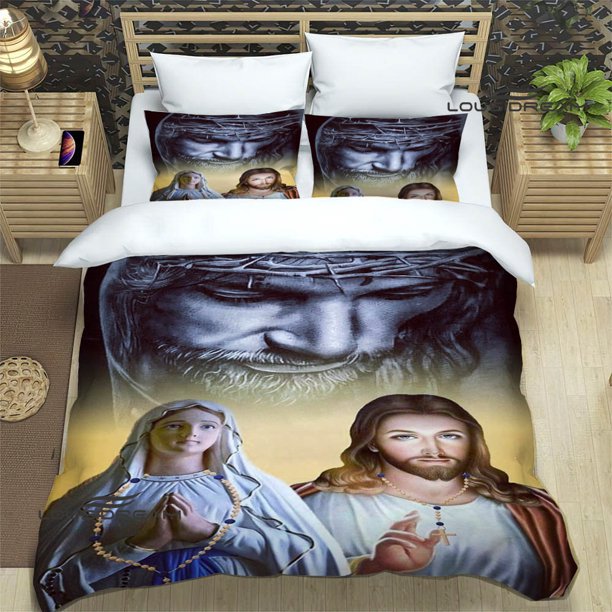 v1344 Bed Sheets Virgin Mary Faith printed Bedding Sets exquisite supplies set duvet cover bed comforter set bedding set luxury birthday gift 3-Piece Bedding Set (1 Duvet Cover + 2 Pillow Shams) Bed S
