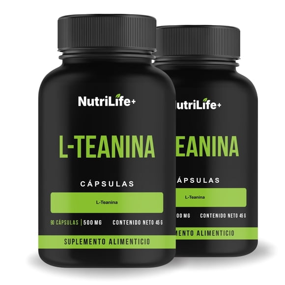 Pack 2 L-teanina 180 Cápsulas Nutrilife+ 500 Mg Suplemento Sin Sabor