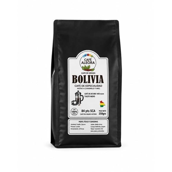 CAFÉ DE ESPECIALIDAD BOLIVIA EN GRANO 250 G | 100% ARÁBICA | 84 PUNTOS SCA