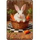 thumbnail image 1 of Letrero estaño metal conejo Pascua vintage conejo flor huevo primavera arte pared hogar granja cocina dormitorio 20x30cm, 1 of 6