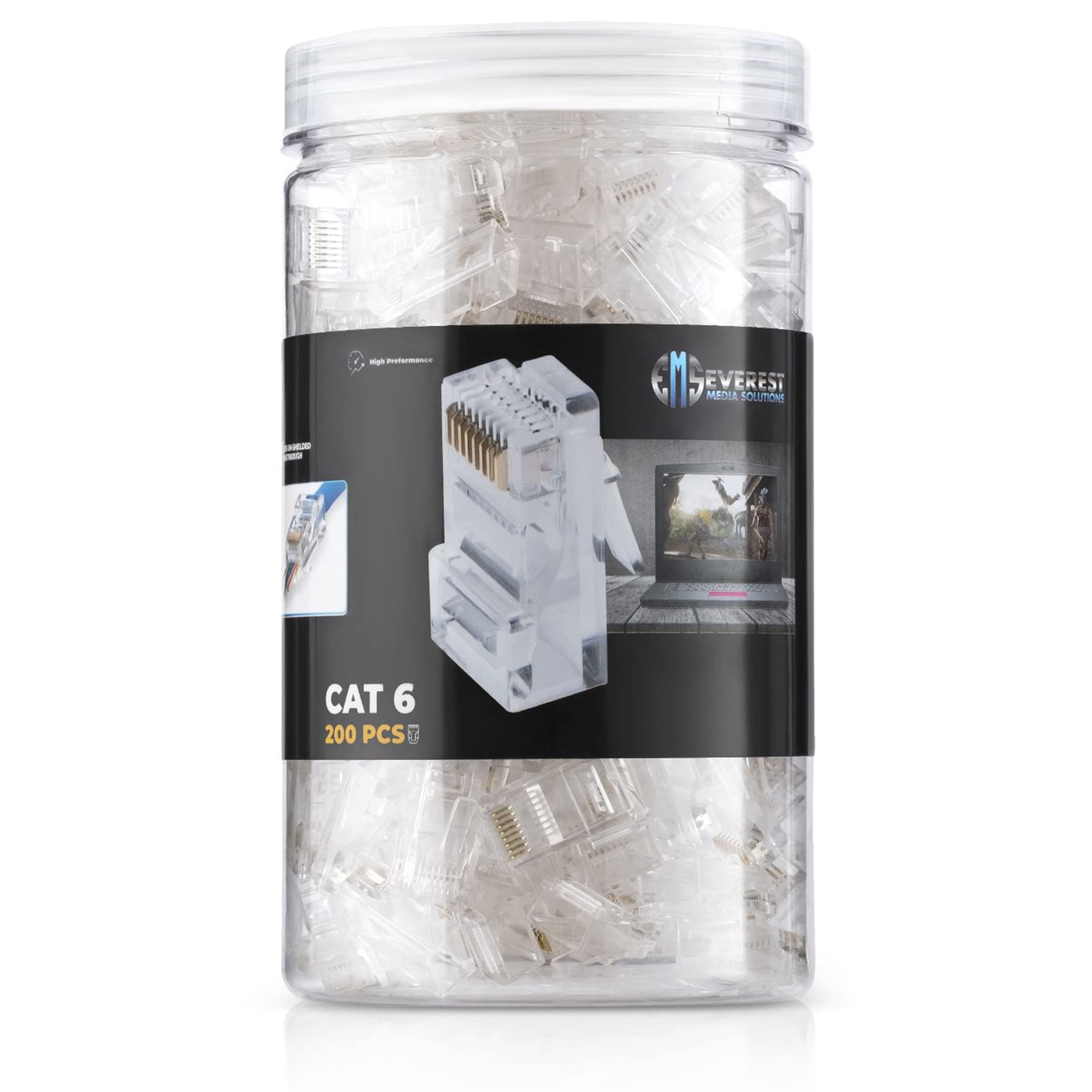 Everest Media Solutions - Conector De Paso Cat6 Rj45 Everest, Paquete De 200